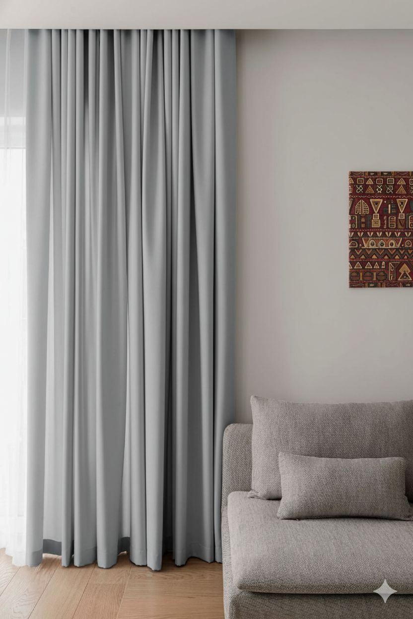 Açık Gri Keten Fon Perde – Şık ve Işık Geçirmez Blackout