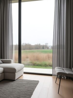 Gri keten tül perde modelleri