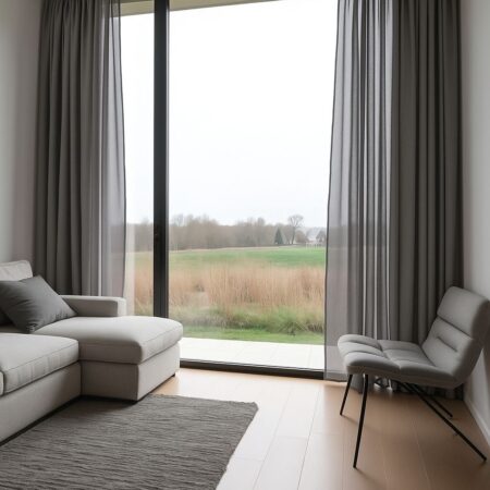 Gri keten tül perde modelleri