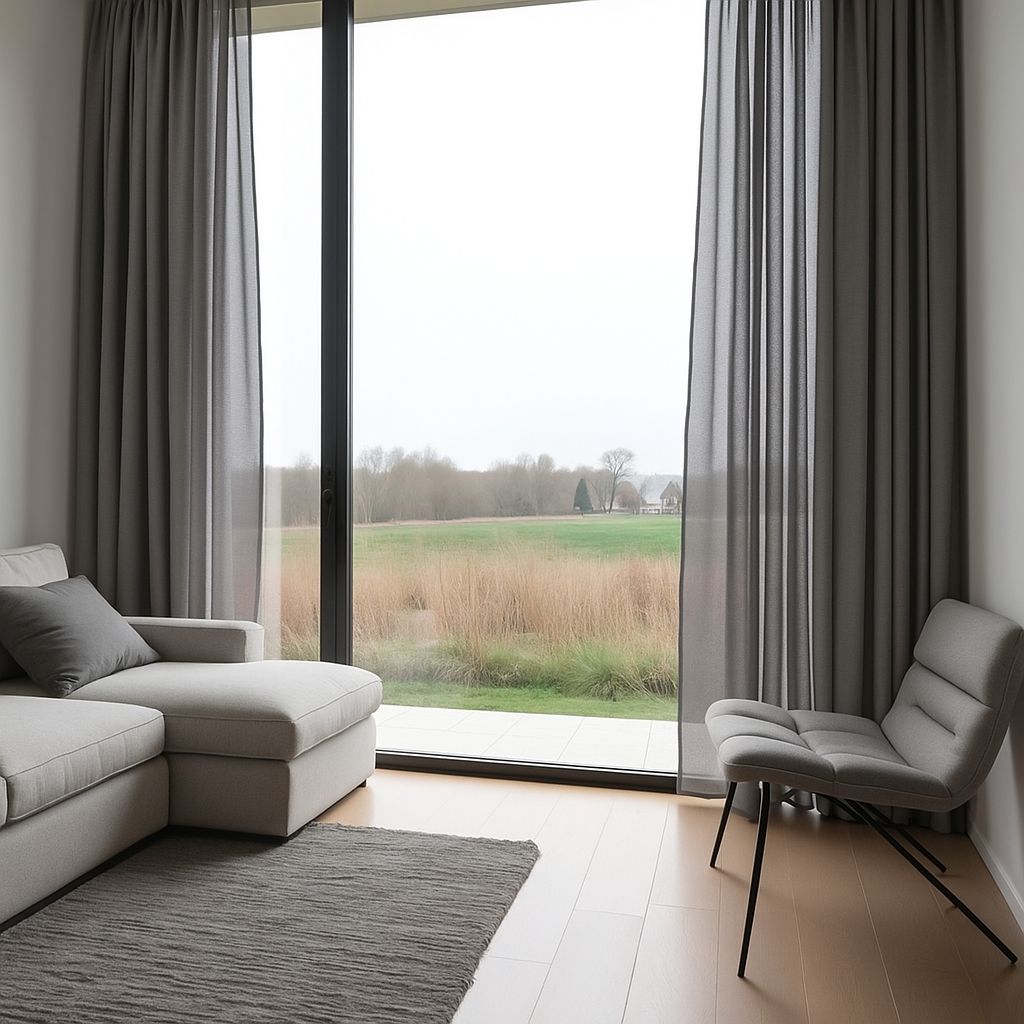 Gri keten tül perde modelleri