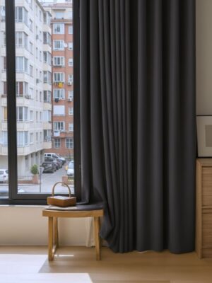 kahverengi fon perde düz dikim model