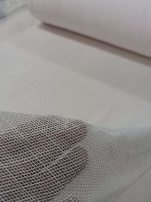 Açık pembe tül perde yumuşak keten kumaş detay