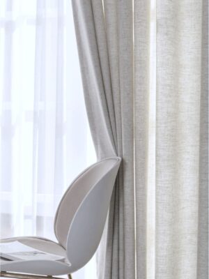 Koyu krem keten fon perde modeli