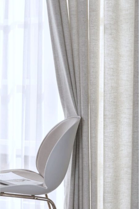 Koyu krem keten fon perde modeli