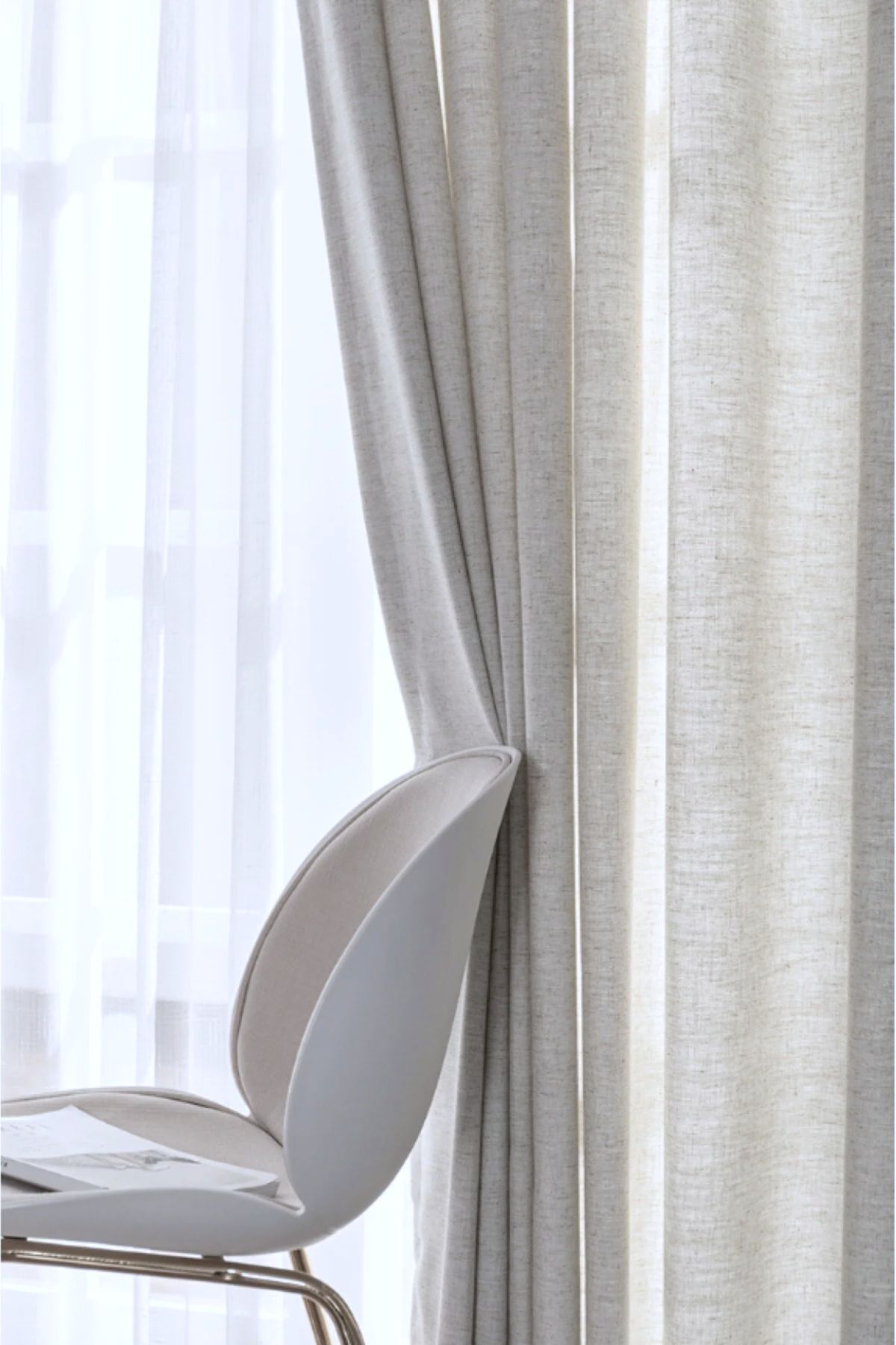 Koyu krem keten fon perde modeli