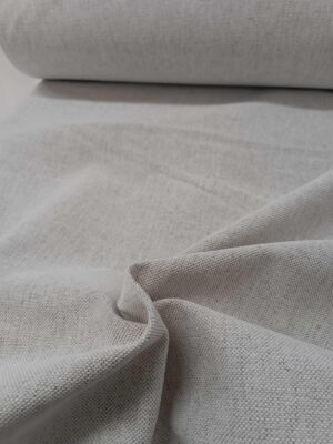 Keten dokulu koyu krem fon perde yakın çekim