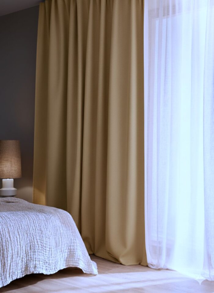 Koyu Sarı Karartma Perde | Güneş Geçirmeyen Fon Perde