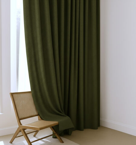 Keten koyu yeşil fon perde modeli