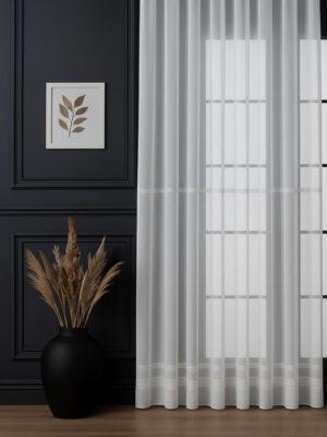 Şerit Desenli Beyaz Tül Perde | Modern ve Zarif Tül Modelleri