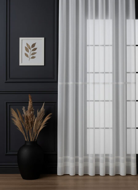 Şerit Desenli Beyaz Tül Perde | Modern ve Zarif Tül Modelleri