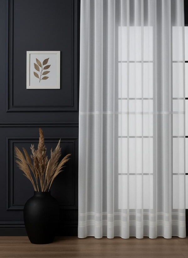 Şerit Desenli Beyaz Tül Perde | Modern ve Zarif Tül Modelleri