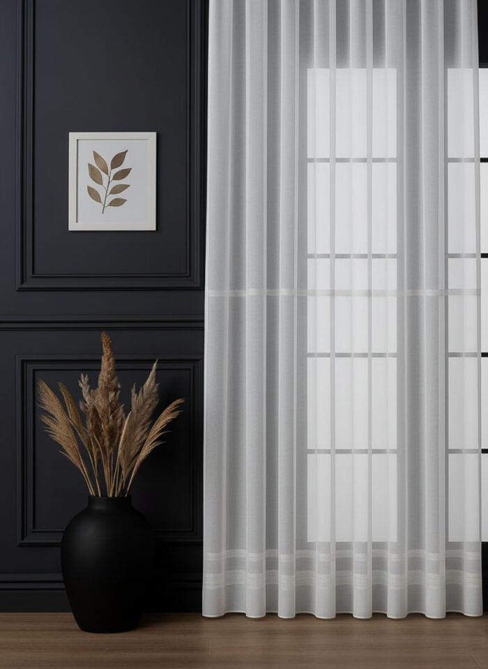 Şerit Desenli Beyaz Tül Perde | Modern ve Zarif Tül Modelleri