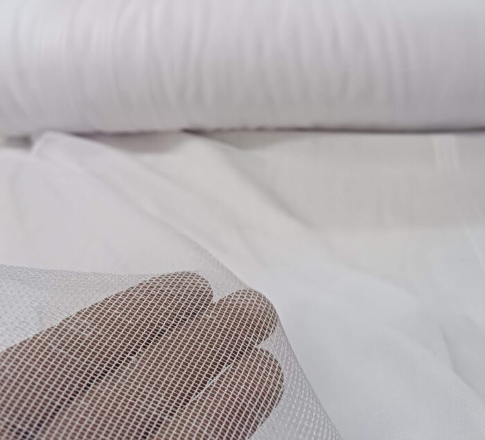 Tilla Şerit Desenli Beyaz Tül Perde