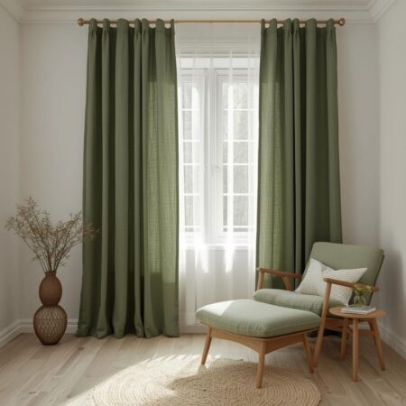 Keten fon perde ile modern iç mekân tasarımı