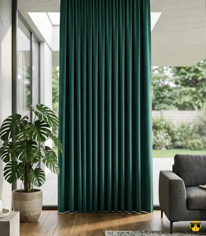 Karartma fon perde modeli zümrüt yeşili