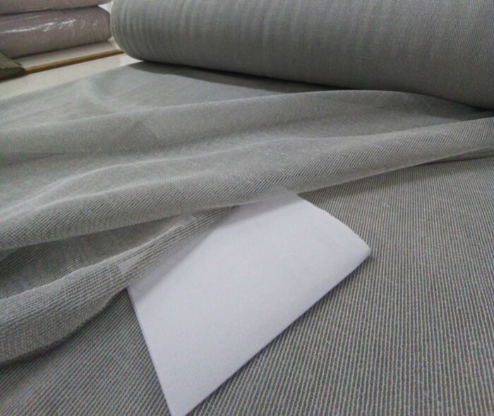 Salda serisi dökümlü açık gri keten tül perde modeli.