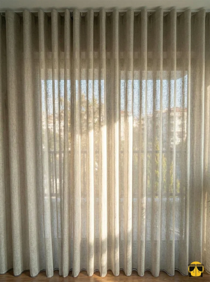 bal köpüğ renginde kalın tül perde