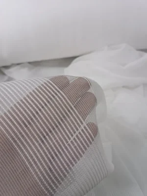 beyaz çizgili tül perde