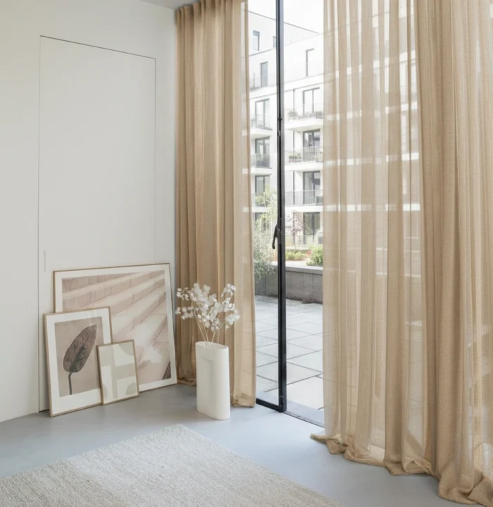 Grift Bal Köpüğü Bej Kalın Parlak Tül Perde