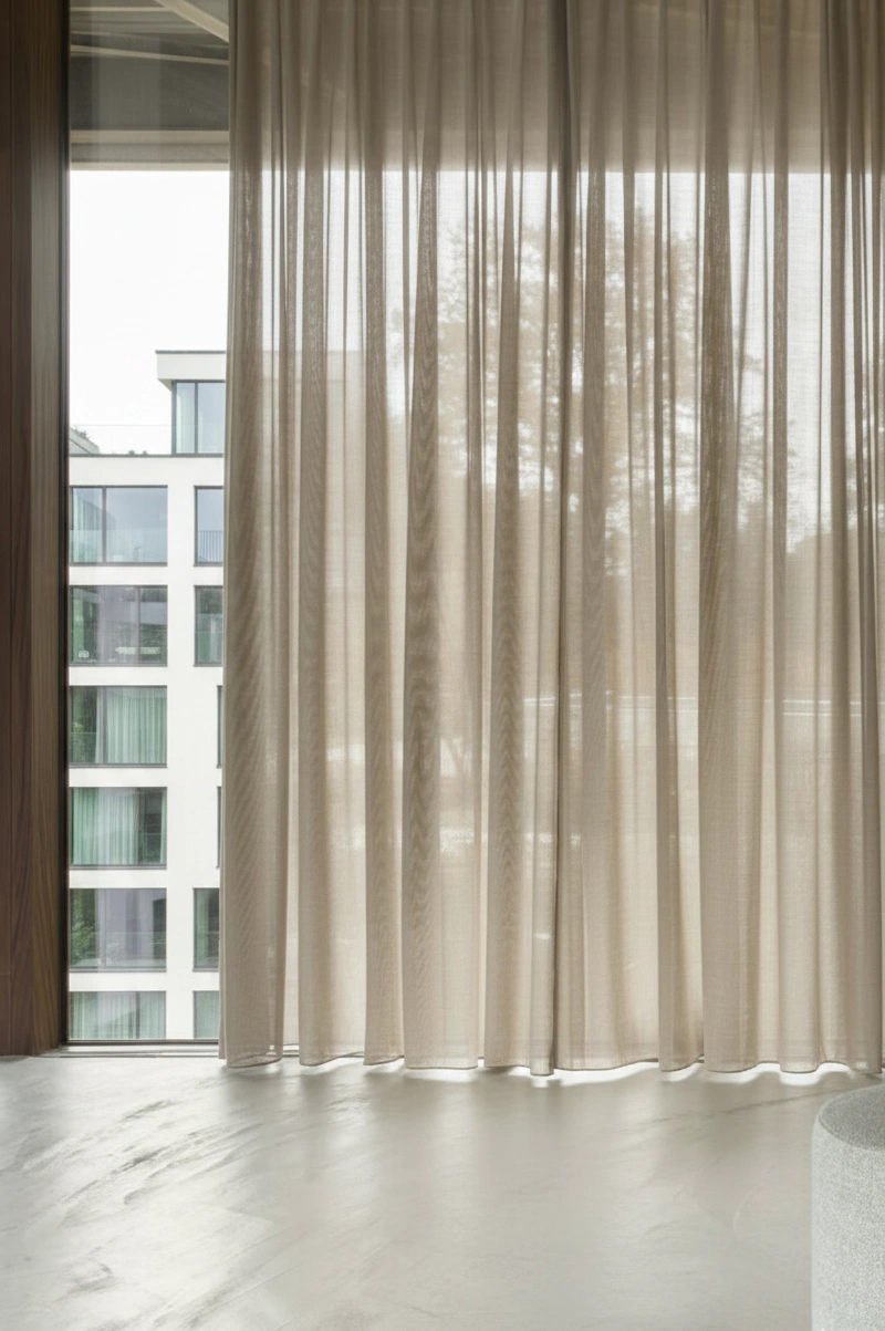 Vanti Bej Krem Düz Tül Perde
