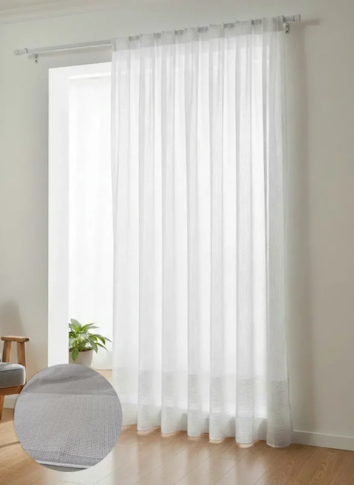 Parıltılı Ekru Beyaz Tül