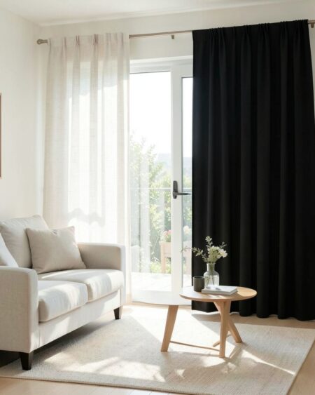 iskandinav tarzı evler için rustik boru sistemli tül perde uygulaması