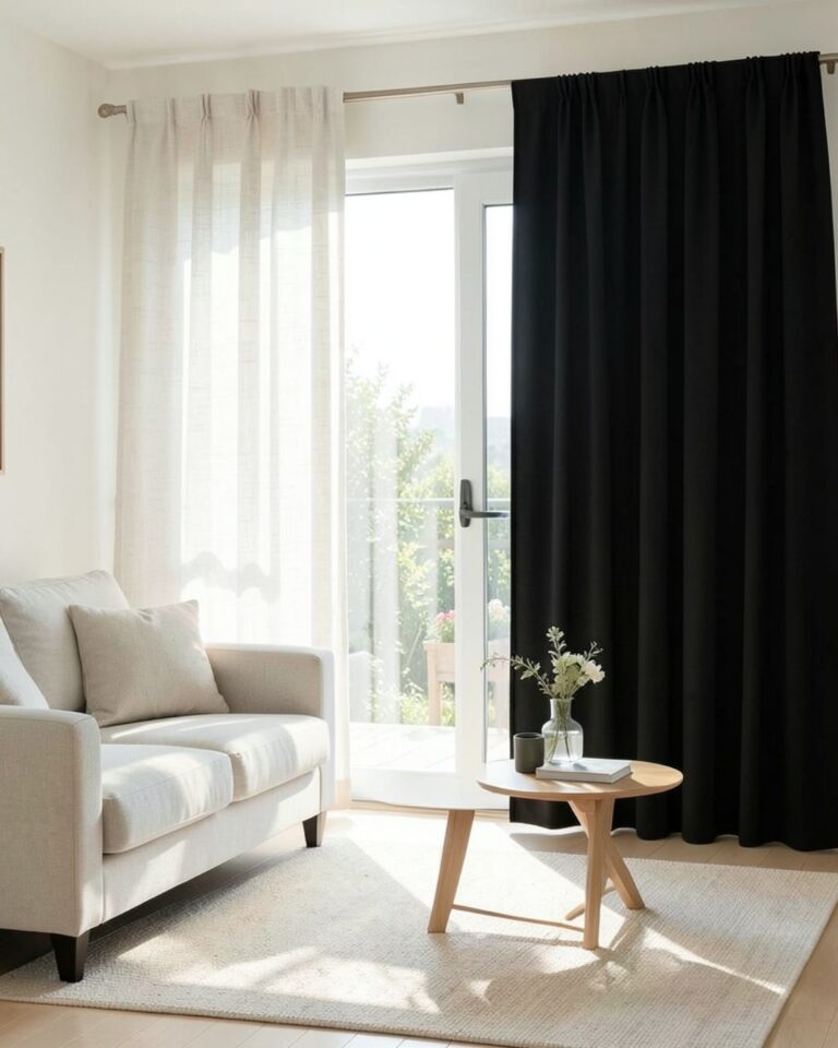 iskandinav tarzı evler için rustik boru sistemli tül perde uygulaması