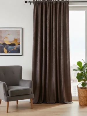 Geniş pencereler için özel ölçü kahverengi baby face dikimi Modern salon dekorasyonu için Baby Face kahverengi fon perde modeli