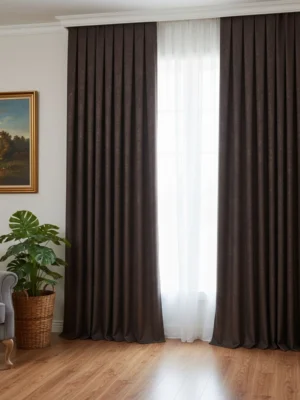 Yumuşak dokulu Baby Face kahverengi kumaş detay çekimi