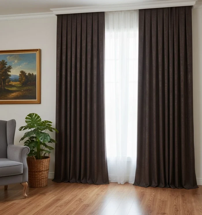 Yumuşak dokulu Baby Face kahverengi kumaş detay çekimi