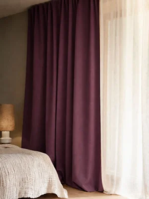 Mürdüm moru karartma blackout fon perde yatak odası şıklığı