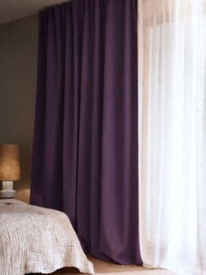 Patlıcan moru fon perde modelleri