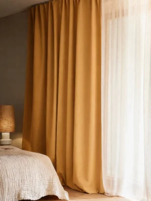 Turuncu karartma blackout fon perde modern salon dekorasyonu