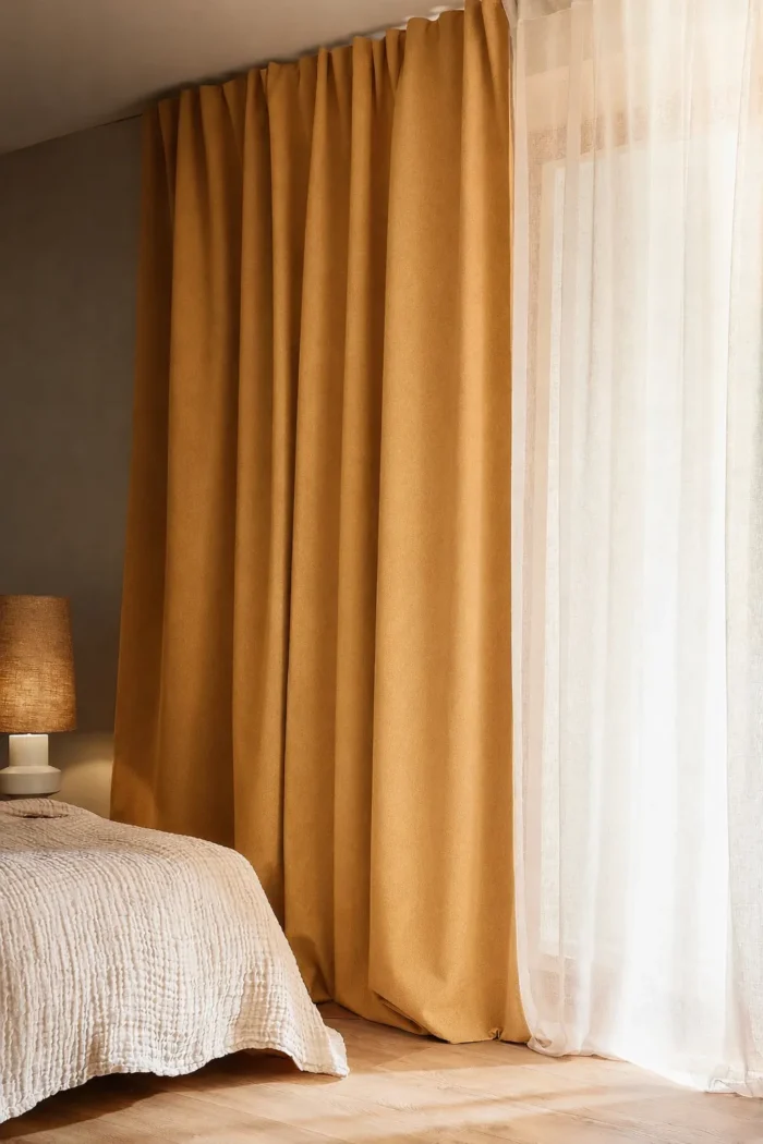 Turuncu karartma blackout fon perde modern salon dekorasyonu