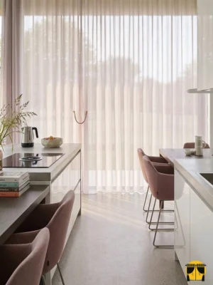 Açık Lila Mutfak Tül Perdesi - Pastel & Modern Ütü İstemez