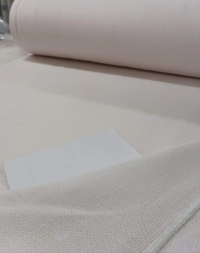Mutfak Tül Perdesi - Açık Pembe Kalın Keten Tül Perde Dökümlü