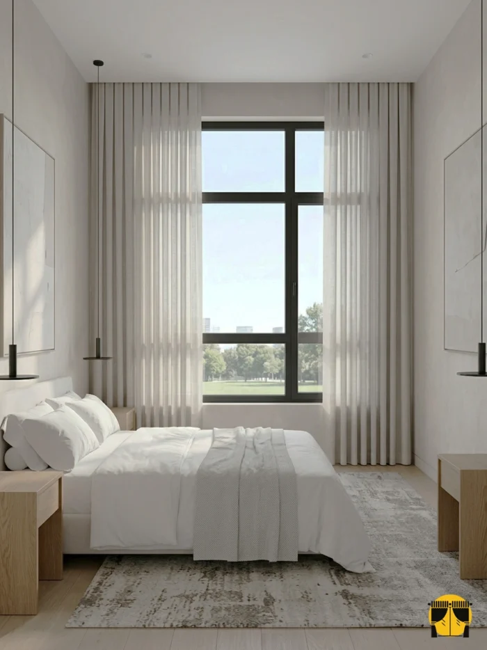 "Özel dokuma teknolojisiyle üretilmiş krem fon perde kumaşının mat yüzeyini ve kaliteli keten yapısını sergileyen yakın plan çekimi."