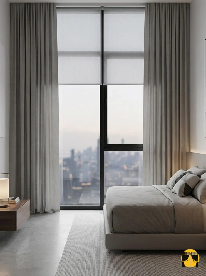 "Özel ince dokuma teknolojisiyle üretilmiş sütlükahve fon perde kumaşının ipeksi mat yüzeyini sergileyen yakın plan."