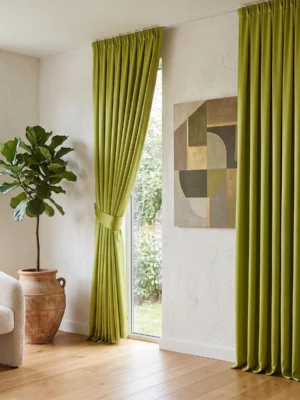 Viva Fıstık Yeşili Parlak Saten Fon Perde