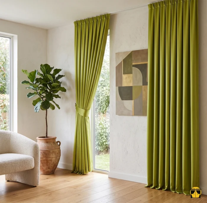 Viva Fıstık Yeşili Parlak Saten Fon Perde