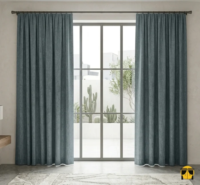 Yatak Odası Fon Perdesi - Denim Mavi Fon Perde